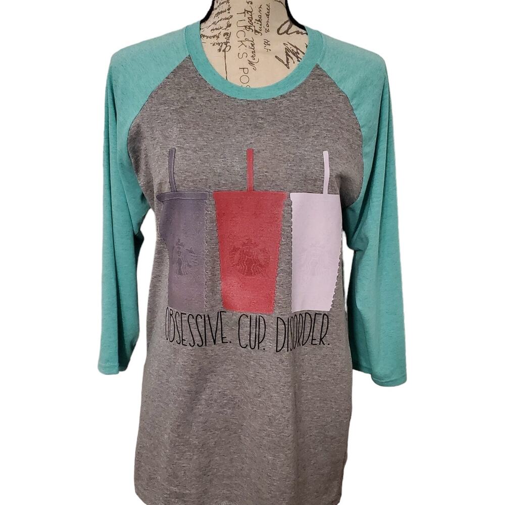 Iced Coffee Shirt Starbucks Tumbler Tee, Funny 3/4 Sleeve Shirt, Medium